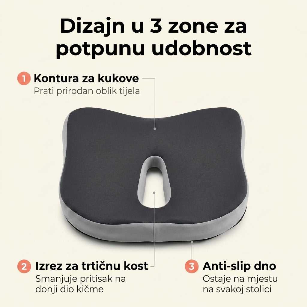 LunaBele™ - Ortopedski Jastuk za Sjedenje bez Bolova u Kukovima