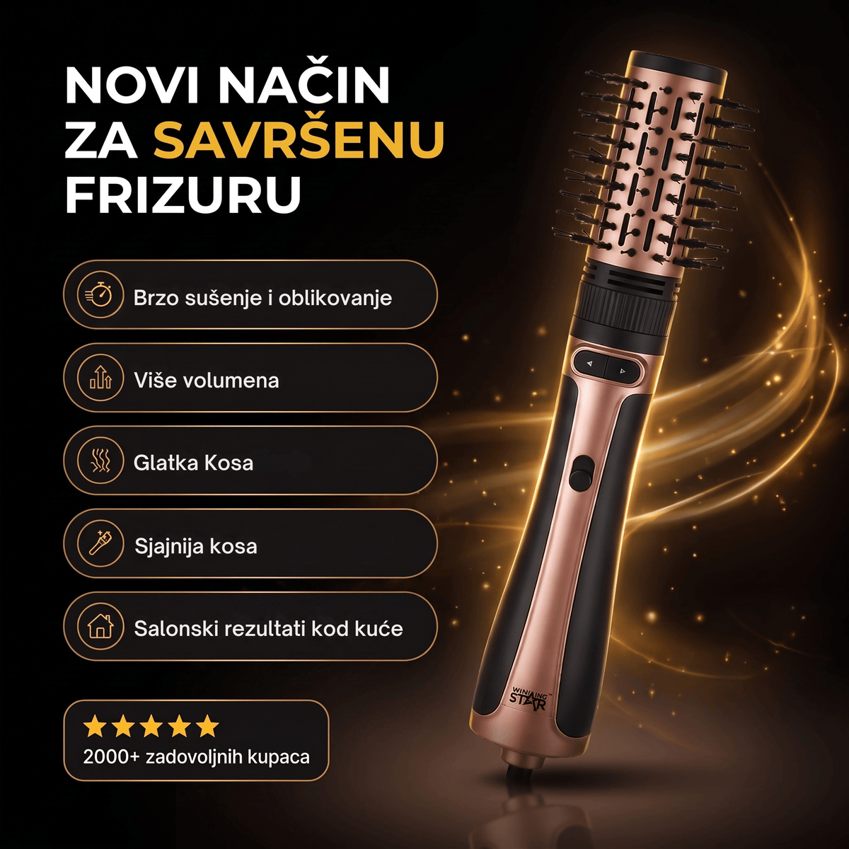 2u1 Četka s toplim zrakom 1200W - Winning Star