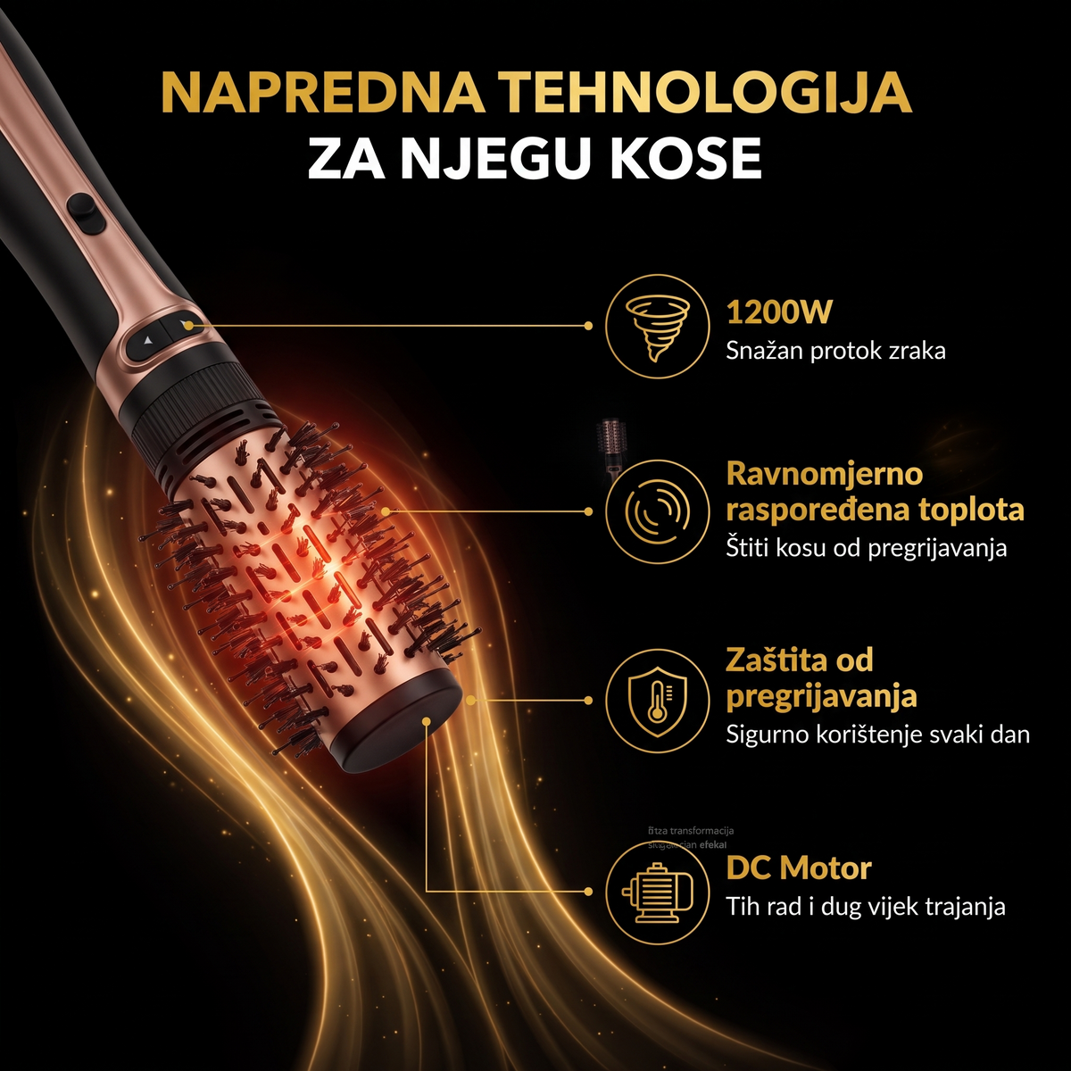 2u1 Četka s toplim zrakom 1200W - Winning Star